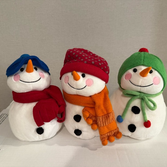 St. Nicholas Square Snowman Trio with Red, Orange, and Green Accents - Picture 2 of 4
